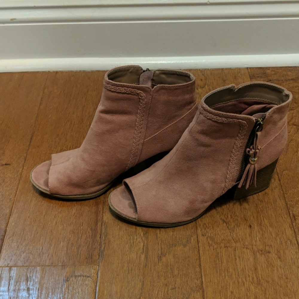 Pink Suede Booties